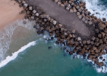 aerial photo beach break wall